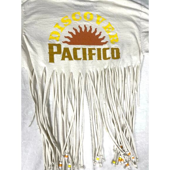 Pacifico Beer Fringe Crop Top Beaded DIY Rework S - Picture 6 of 7